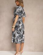 defox Rochie Neagră Plisată Cloș cu bumbac Culinea