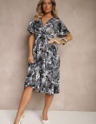 defox Rochie Neagră Plisată Cloș cu bumbac Culinea