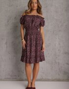 defox Rochie neagră și roșie din bumbac cu elastic în talie stil spaniol Jazmi