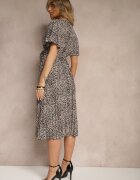 defox Rochie Negru-Alb petrecută cu cordon decorată cu imprimeu leopard Gilinne