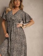 defox Rochie Negru-Alb petrecută cu cordon decorată cu imprimeu leopard Gilinne