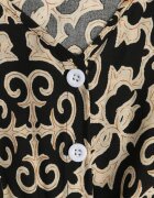 defox Rochie Negru-Bej din Bumbac cu Decolteu Triunghiular și Elastic în Talie Încheiată cu Nasturi Lavlea