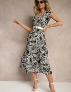 defox Rochie Negru din Bumbac cu Imprimeu Floral Cloș Diviora