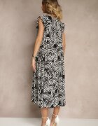 defox Rochie Negru din Bumbac cu Imprimeu Floral Cloș Diviora