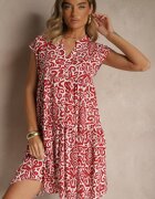 defox Rochie roșie cloș din bumbac cu croială oversize Liranda