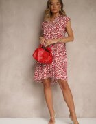 defox Rochie roșie cloș din bumbac cu croială oversize Liranda