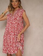 defox Rochie roșie cloș din bumbac cu croială oversize Liranda
