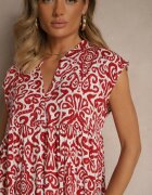 defox Rochie roșie cloș din bumbac cu croială oversize Liranda