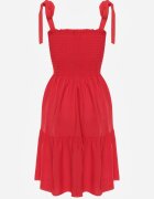 defox Rochie Roșie din Bumbac Decorată cu Legătură Tollasea