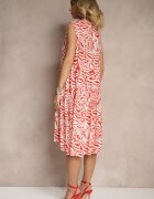 defox Rochie Roșie Evazată din Bumbac cu Model Geometric Annilessa