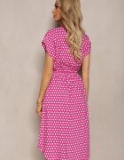 defox Rochie Roz din Bumbac cu croi evazat cu elastic în talie Emilla