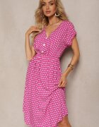 defox Rochie Roz din Bumbac cu croi evazat cu elastic în talie Emilla