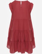 defox Rochie roz închis cu Mânecă Scurtă și Volane Decorative cu Croi Evazat Vetesa
