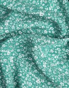 defox Rochie Stil Spaniol Verde Florală din bumbac cu elastic în talie Nevima