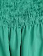 defox Rochie Verde de vară din bumbac stil spaniol cu volane evazate Lorania