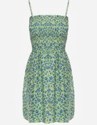 defox Rochie verde deschis din Bumbac cu Bretele Subțiri cu Elastic în Talie Tessinia