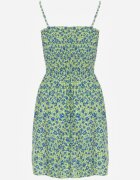 defox Rochie verde deschis din Bumbac cu Bretele Subțiri cu Elastic în Talie Tessinia