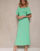 defox Rochie Verde deschis Evazată Spaniolă din bumbac cu parte superioară elastică Maissa