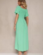 defox Rochie Verde deschis Evazată Spaniolă din bumbac cu parte superioară elastică Maissa