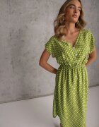 defox Rochie Verde deschisă din Bumbac cu croială evazată cu elastic în talie Emilla
