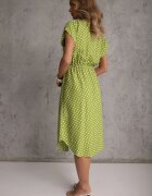 defox Rochie Verde deschisă din Bumbac cu croială evazată cu elastic în talie Emilla