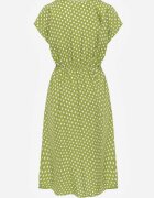defox Rochie Verde deschisă din Bumbac cu croială evazată cu elastic în talie Emilla