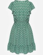 defox Rochie Verde din Bumbac cu Croială Cloș cu Nasturi cu Imprimeu Floral Roniva