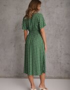 defox Rochie Verde din bumbac cu croială evazată cu buline Tolimirae