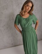 defox Rochie Verde din bumbac cu croială evazată cu buline Tolimirae
