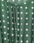 defox Rochie Verde din bumbac cu croială evazată cu buline Tolimirae