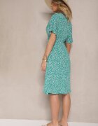 defox Rochie Verde Evazată De bumbac Cu imprimeu floral Ezrive