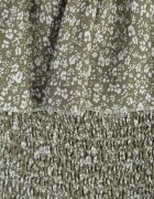 defox Rochie Verde închis Florală cu umeri goi din Bumbac cu elastic în talie Nevima