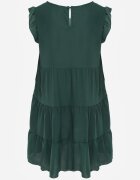 defox Rochie Verde închisă cu mânecă scurtă și volănașe decorative evazată Vetesa