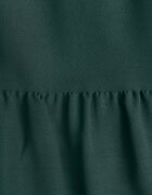 defox Rochie Verde închisă cu mânecă scurtă și volănașe decorative evazată Vetesa