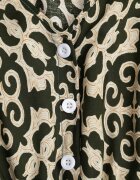 defox Rochie Verde Închisă din Bumbac cu Decolteu Triunghiular și Elastic în Talie cu Nasturi Lavlea