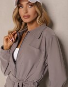 defox Salopetă Gri cu talie elastică și șnur suplimentar cu croială lejeră Creera