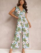 defox Salopetă Lungă Albastru deschis Din bumbac Floral Vegita