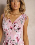 defox Salopetă Roz Floral Decorat cu șnururi la umeri Kalivia