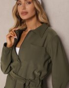 defox Salopetă Verde cu Bandă elastică în talie cu legătură suplimentară cu croială lejeră Creera