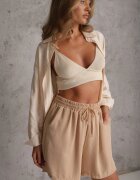 defox Scurt Casual High Waist pentru Vară bogate în viscoză Ismina Bej