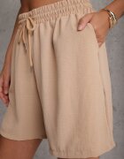 defox Scurt Casual High Waist pentru Vară bogate în viscoză Ismina Bej