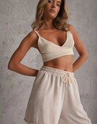 defox Scurt Casual High Waist pentru Vară bogate în viscoză Ismina Bej deschis