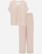 defox Set bej deschis Bluză și Pantaloni largi din Viscoză și Buzunare Efraria