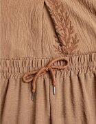 defox Set bogat în vâscoză Bluză fără mâneci cu broderie și pantaloni Allore Bej închis