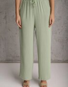 defox Set bogat în vâscoză Bluză fără mâneci cu broderie și pantaloni Allore Verde