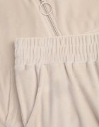 defox Set de trening bej din tricot de velur pantaloni largi și bluză scurtă Avilti