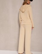 defox Set de trening bej lejer pantaloni largi și bluză cu glugă Gossame