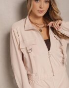 defox Set de Trening Deschis Bej Utility Bluză cu Fermoar și Pantaloni cu Buzunare Telinoria