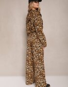 defox Set de trening Maro deschis cu imprimeu leopard Bluză și Pantaloni cu croială largă Edilanea
