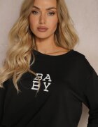 defox Set de trening Negru din 2 piese Bluză mai scurtă și Pantaloni scurți largi Frania
